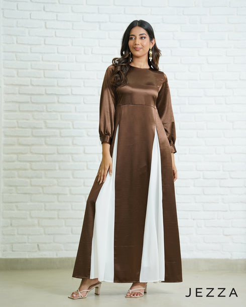 Satin and Chiffon Panel Dress 67821
